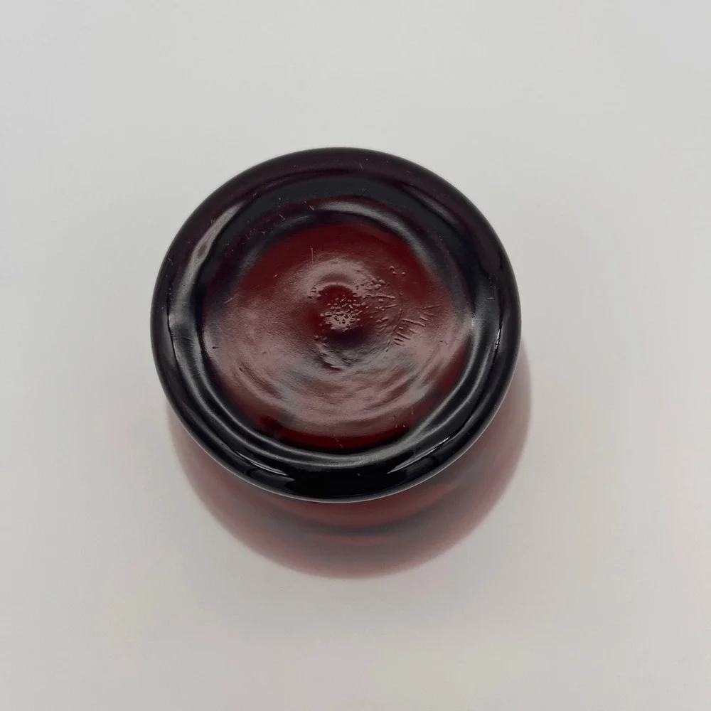 Vintage Ruby Red Glass Vase Urn Shape Flared Rim Pedestal Base Decorative Vessel